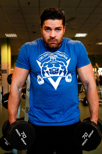 UNISEX DF T-shirt Royal Blue w/ White Body Builder Logo