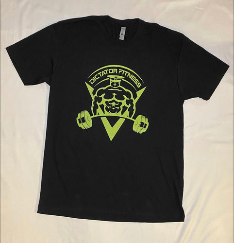 UNISEX DF T-shirt Black w/ Bright Green Body Builder Logo