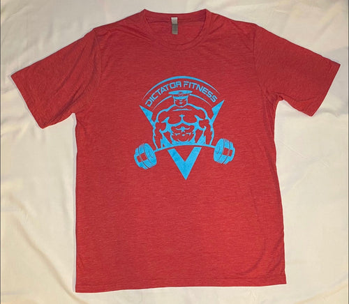 UNISEX DF T-Shirt Heather Red w/ Blue Body Builder Logo