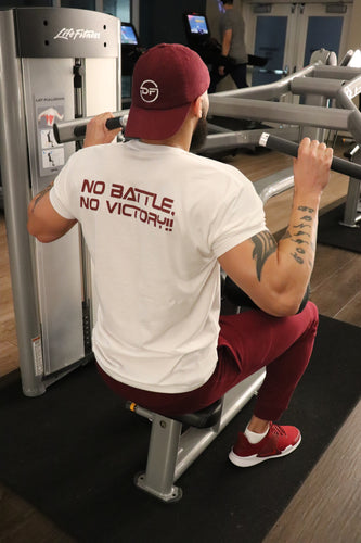 UNISEX DF No Battle, No Victory White w/ Maroon Logos