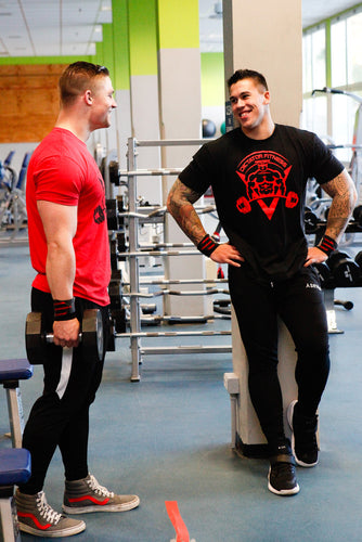 UNISEX DF T-shirt Black w/ Red Body Builder Logo