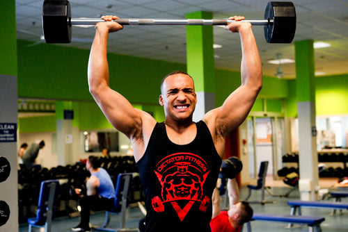 UNISEX DF Tank Top Black w/ Red Body Builder Logo