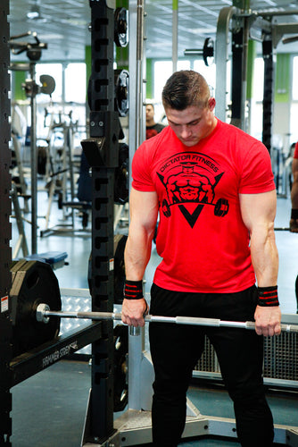 UNISEX DF T-shirt Red w/ Black Body Builder Logo