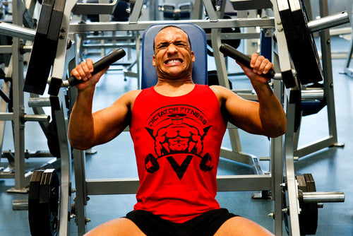 UNISEX DF Tank Top Red w/ Black Body Builder Logo